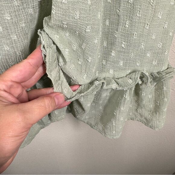 Zara Kids Girls Soft Green Swiss Dot Short Sleeve Ruffle Tiered Dress Size 10 - Picture 5 of 8